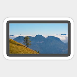 Sauris Valley Viewed from Monte Morgenleit Slopes Sticker